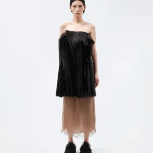 Robe bustier millefeuille en soie et laine couture