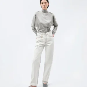 Pantalon 5 poches porte-clé en denim gris clair