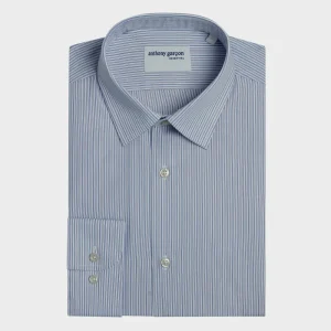 Chemise Regular Giolo Raye Bleu col français